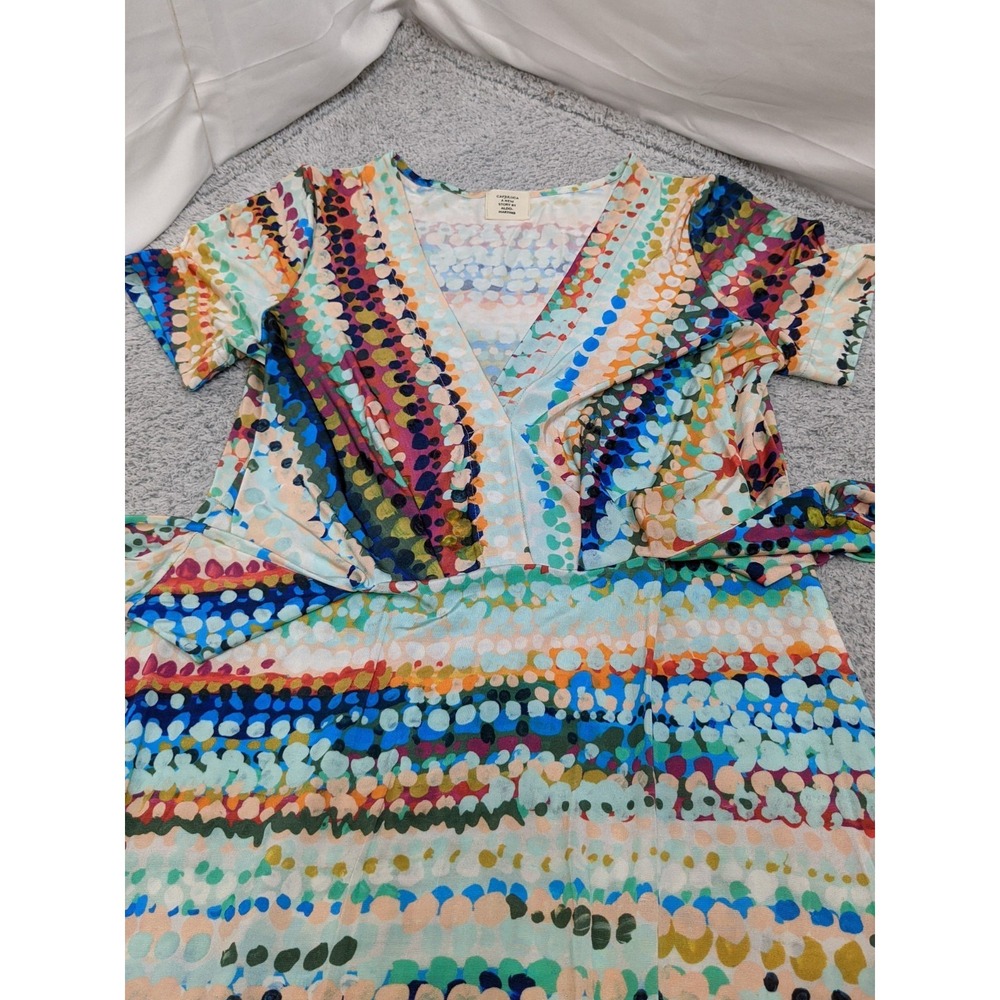Cap Juluca Aldo Martins Dress L Colorful Abstract Cinco de Mayo Siesta Boho - Picture 5 of 16